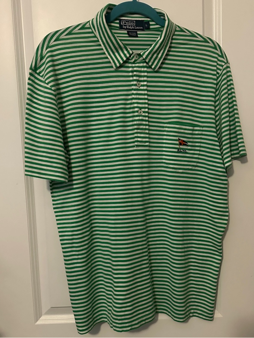 Polo by Ralph Lauren Green & White Striped Polo Shirt